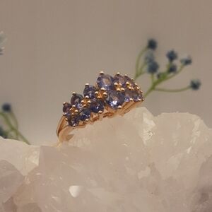 Yellow Gold Over 925, Genuine Tanzanite Ring.